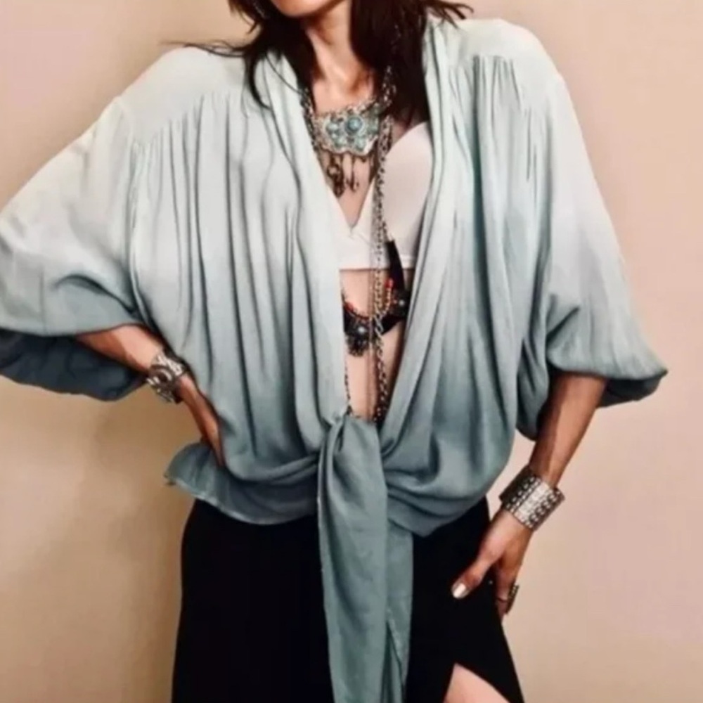 Young, Fabulous, and Broke Ombré Tie Front Kimono
